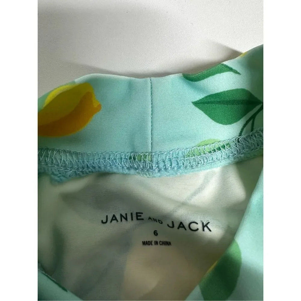Janie and Jack Long sleeve Swim Top Lemons Girls Size 6 See Description